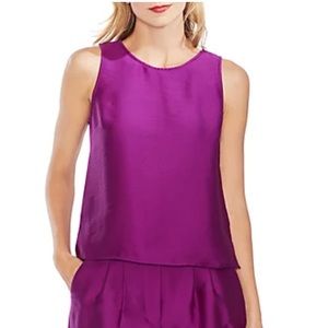 NWT Vince Camuto Sleeveless Textured Satin look Shell Top Size XS